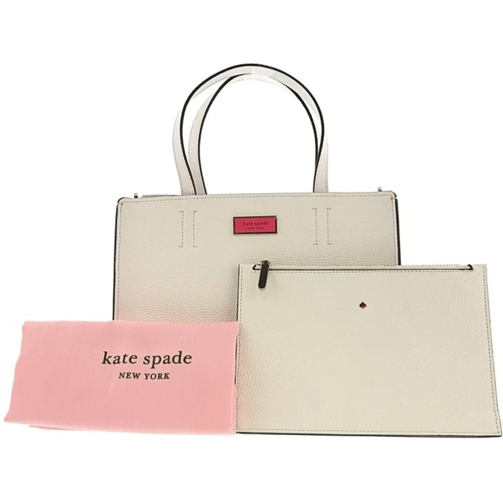 Kate Spade Sam Medium Satchel White with Pink Emblem - Picture 2 of 14